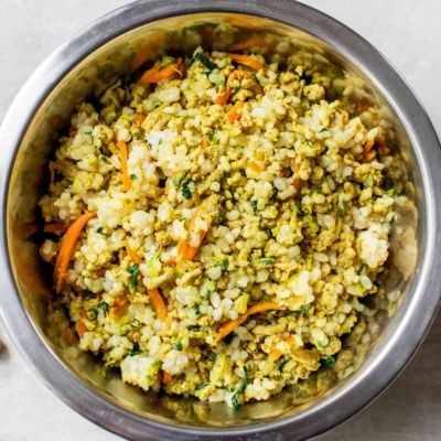 how much beef and rice for dog by weight